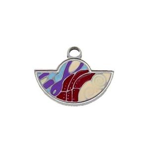 Raw Stainless Steel Pendant Multicolor Enamel, approx 9-15mm