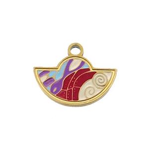 Stainless Steel Pendant Multicolor Enamel Gold Plated, approx 9-15mm