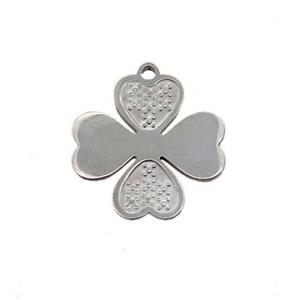 Raw Stainless Steel Clover Charm Pendant, approx 16mm