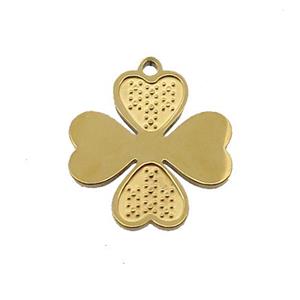 Stainless Steel Clover Charm Pendant Gold Plated, approx 16mm