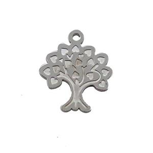 Raw Stainless Steel Tree Pendant, approx 14-15mm