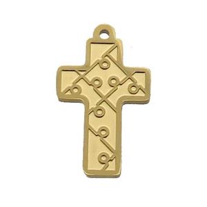Stainless Steel Cross Charm Pendant Gold Plated, approx 15-21mm