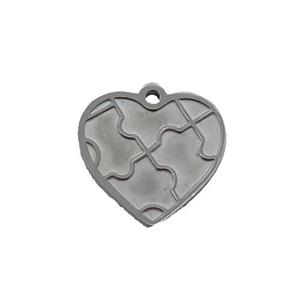 Raw Stainless Steel Heart Pendant, approx 15mm