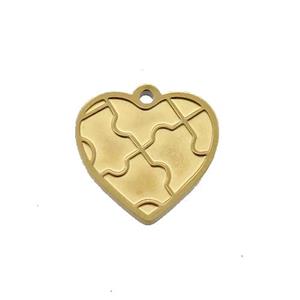 Stainless Steel Heart Pendant Gold Plated, approx 15mm