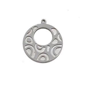 Raw Stainless Steel GoGo Charm Pendant, approx 15mm dia