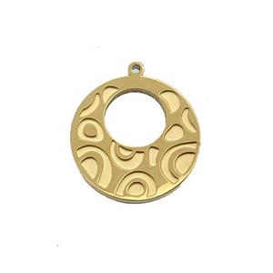 Stainless Steel GoGo Charm Pendant Gold Plated, approx 15mm dia