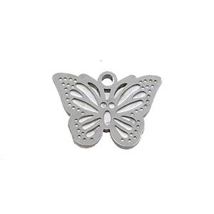 Raw Stainless Steel Butterfly Pendant, approx 10-14.5mm