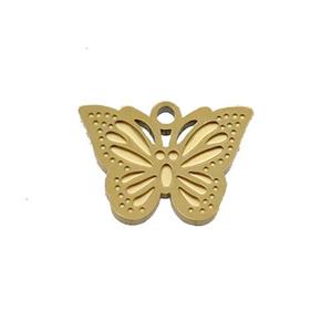 Stainless Steel Butterfly Pendant Gold Plated, approx 10-14.5mm