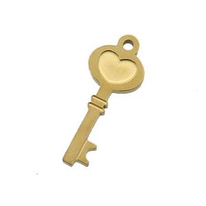 Stainless Steel Key Charm Pendant Gold Plated, approx 7.5-16.5mm