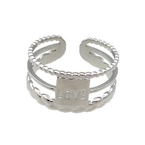 Raw Stainless Steel Ring Love, approx 8-10mm, 18mm dia
