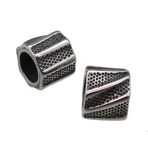 Stainless Steel Tube Beads Large Hole Antique Silver, approx 10x12mm, 8mm hole