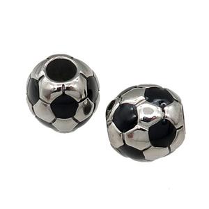 Stainless Steel Football Beads Large Hole Antique Silver, approx 12-13mm, 5mm hole