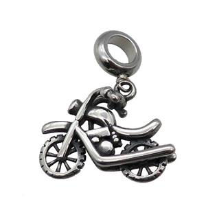 Stainless Steel Motorcycle Charm Pendant Antique Silver, approx 16-22mm, 9mm, 5mm hole