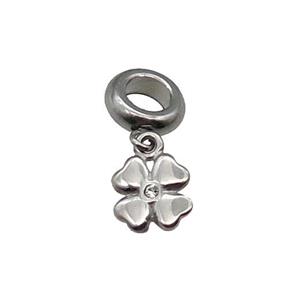 Raw Stainless Steel Clover Charm Pendant, approx 8mm, 9mm, 5mm hole