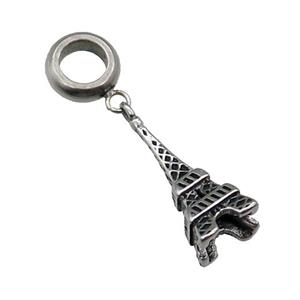Stainless Steel Eiffel Tower Pendant Antique Silver, approx 8-20mm, 9mm, 5mm hole