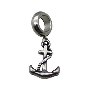 Stainless Steel Anchor Pendant Antique Silver, approx 10-13mm, 9mm, 5mm hole
