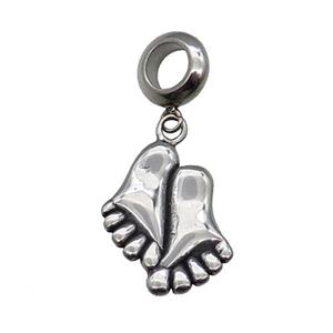 Stainless Steel Footer Pendant Antique Silver, approx 14.5-18mm, 9mm, 5mm hole
