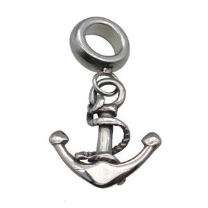 Stainless Steel Anchor Pendant Antique Silver, approx 15-18mm, 9mm, 5mm hole