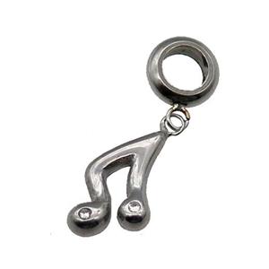 Raw Stainless Steel MusicalNote Pendant, approx 9-16mm, 9mm, 5mm hole
