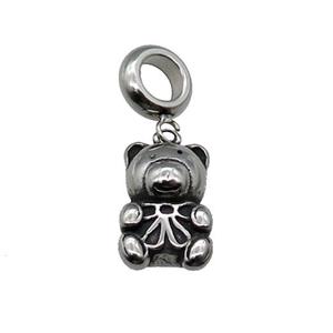 Stainless Steel Bear Pendant Antique Silver, approx 10-15mm, 9mm, 5mm hole