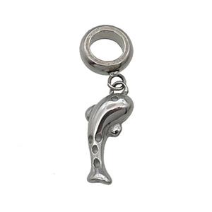 Raw Stainless Steel Dolphin Pendant, approx 8-15mm, 9mm, 5mm hole