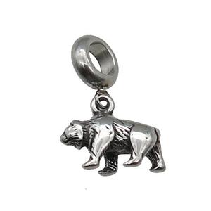 Stainless Steel Wolf Pendant Antique Silver, approx 10-16mm, 9mm, 5mm hole