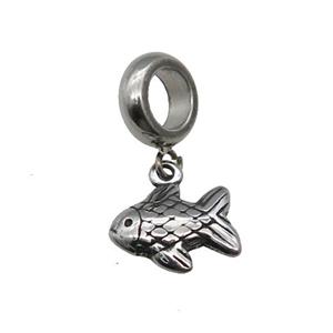 Stainless Steel Fish Pendant Antique Silver, approx 9-11mm, 9mm, 5mm hole