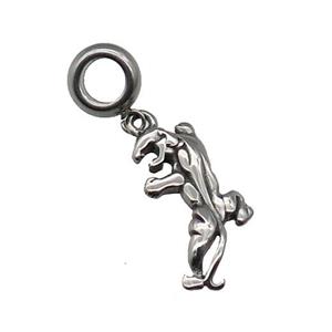 Stainless Steel Tiger Pendant Antique Silver, approx 10-21mm, 9mm, 5mm hole