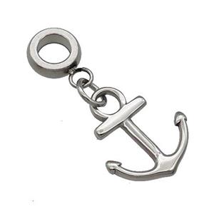 Raw Stainless Steel Anchor Pendant, approx 16-18mm, 9mm, 5mm hole
