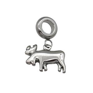 Raw Stainless Steel Deer Pendant, approx 12-16mm, 9mm, 5mm hole