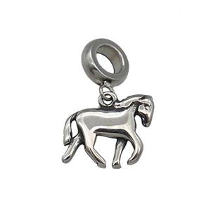 Stainless Steel Horse Pendant Antique Silver, approx 12-15mm, 9mm, 5mm hole