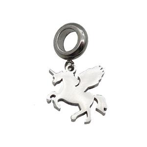 Raw Stainless Steel Unicorn Charm Pendant, approx 15-16mm, 9mm, 5mm hole