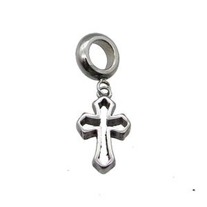 Stainless Steel Cross Pendant Antique Silver, approx 10-14mm, 9mm, 5mm hole