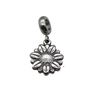 Stainless Steel Sunflower Pendant Antique Silver, approx 15mm, 9mm, 5mm hole