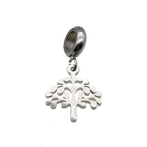 Raw Stainless Steel Tree Pendant, approx 14.5-17mm, 9mm, 5mm hole