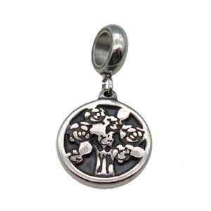 Stainless Steel Pendant Antique Silver, approx 15mm, 9mm, 5mm hole