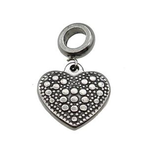 Stainless Steel Heart Pendant Antique Silver, approx 16.5mm, 9mm, 5mm hole