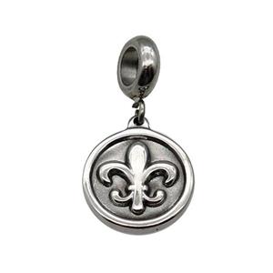 Stainless Steel Pendant Antique Silver, approx 15mm, 9mm, 5mm hole