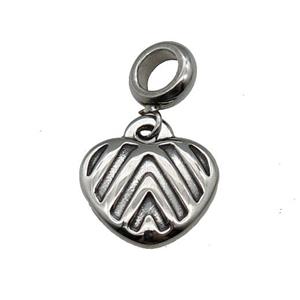Stainless Steel Heart Pendant Antique Silver, approx 16mm, 9mm, 5mm hole