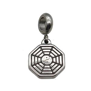 Stainless Steel Taichi Yingyang Pendant Antique Silver, approx 15mm, 9mm, 5mm hole