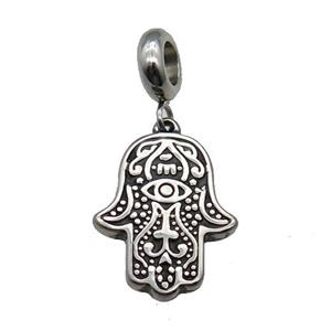 Stainless Steel HamsaHand Pendant Antique Silver, approx 17-21mm, 9mm, 5mm hole