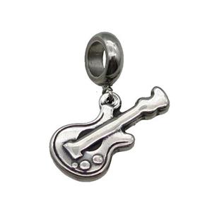 Stainless Steel Guitar Pendant Antique Silver, approx 10-21mm, 9mm, 5mm hole