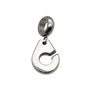 Raw Stainless Steel Lock Pendant, approx 11-15mm, 9mm, 5mm hole