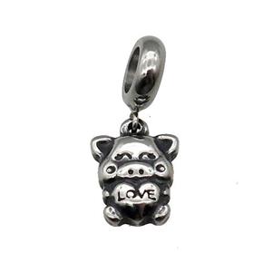 Stainless Steel Pig LOVE Pendant Antique Silver, approx 10-13mm, 9mm, 5mm hole