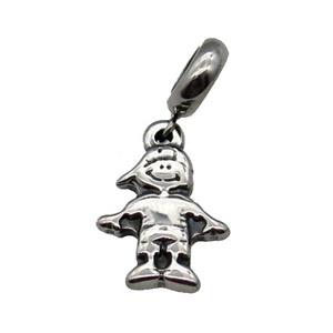 Stainless Steel Kids Pendant Antique Silver, approx 13-18mm, 9mm, 5mm hole