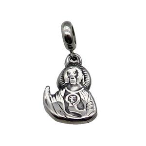 Stainless Steel Pendant Antique Silver, approx 15-20mm, 9mm, 5mm hole
