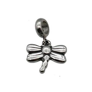 Stainless Steel Dragonfly Pendant Antique Silver, approx 15-17mm, 9mm, 5mm hole