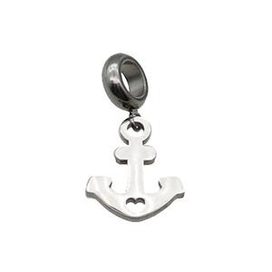 Raw Stainless Steel Anchor Pendant, approx 14-17mm, 9mm, 5mm hole