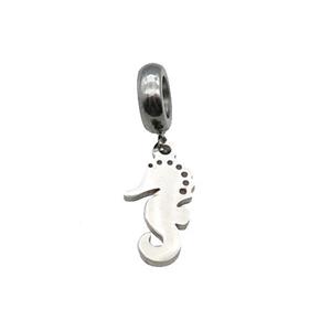 Raw Stainless Steel Seahorse Pendant, approx 8-17mm, 9mm, 5mm hole