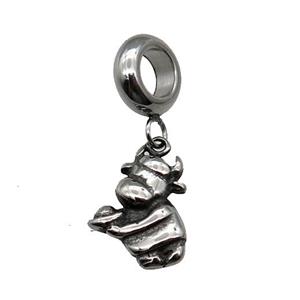 Stainless Steel Ox Pendant Antique Silver, approx 12-14mm, 9mm, 5mm hole